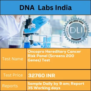 Oncopro Hereditary Cancer Risk Panel (Screens 200 Genes) Test cost 10 mL (8 mL min.) whole blood  in 1 Lavender Top (EDTA) tube. Ship immediately at 18u0192??22?u00f8C. DO NOT REFRIGERATE OR FREEZE. Duly filled Oncopro Hereditary Cancer Risk Clinical Information Form (Form 27) is mandatory. INR in India