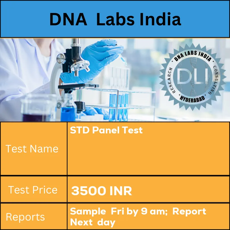 STD Panel Test cost 5 mL (3 mL min.) serum from 1 SST. Ship refrigerated or frozen. Duly filled Consent form for HIV testing & Pre-test counselling (Form 10 & 10A) is mandatory. INR in India
