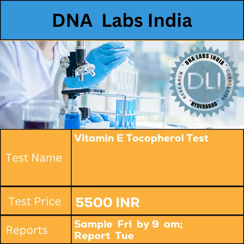 Vitamin E Tocopherol Test cost 3 mL (1.5 mL min.) serum from 1 Red Top (No Additive) tube. Do not use SST gel barrier tubes. Separate serum from cells within 1 hour of collection. Ship refrigerated or frozen. Wrap in aluminium foil to protect from light. Overnight fasting is mandatory. INR in India