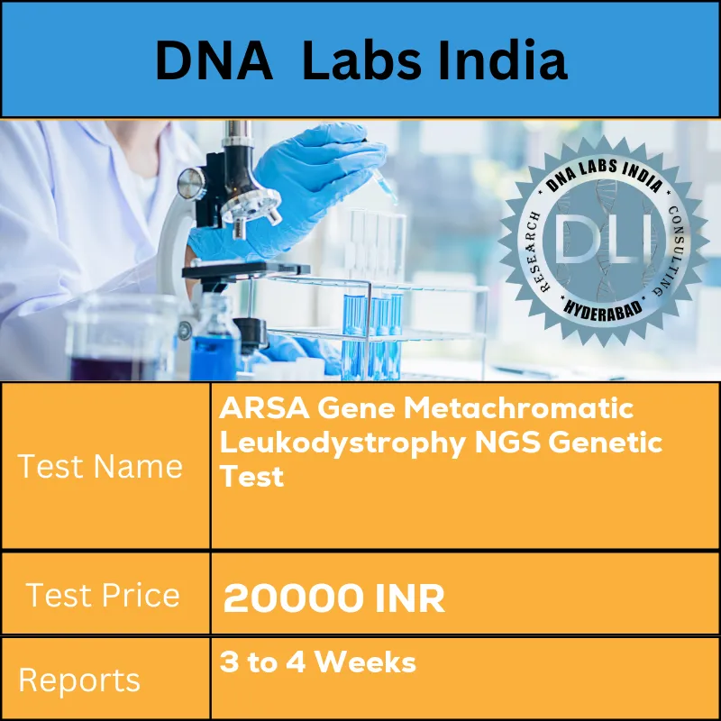 ARSA Gene Metachromatic Leukodystrophy NGS Genetic Test cost Blood or Extracted DNA or One drop Blood on FTA Card INR in India