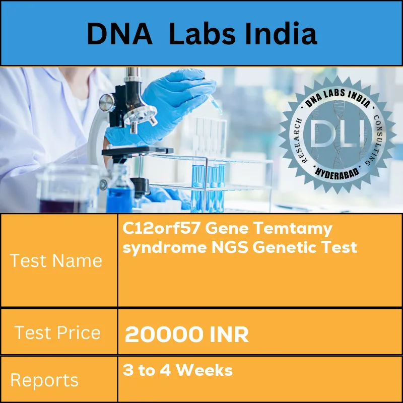 C12orf57 Gene Temtamy syndrome NGS Genetic Test cost Blood or Extracted DNA or One drop Blood on FTA Card INR in India