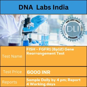 FISH - FGFR1 (8p12) Gene Rearrangement Test cost 5 mL (3 mL min.) whole blood OR 4 mL (2 mL min.) Bone Marrow from 2 Green Top (Sodium Heparin) tubes. Ship at 18-22?u00f8C. DO NOT FREEZE. Duly filled Chromosome & FISH analysis Requisition Form (Form 17) is mandatory. INR in India